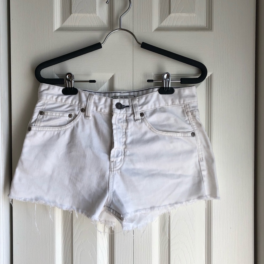 Free People High Rise Raw Hem Jean Shorts